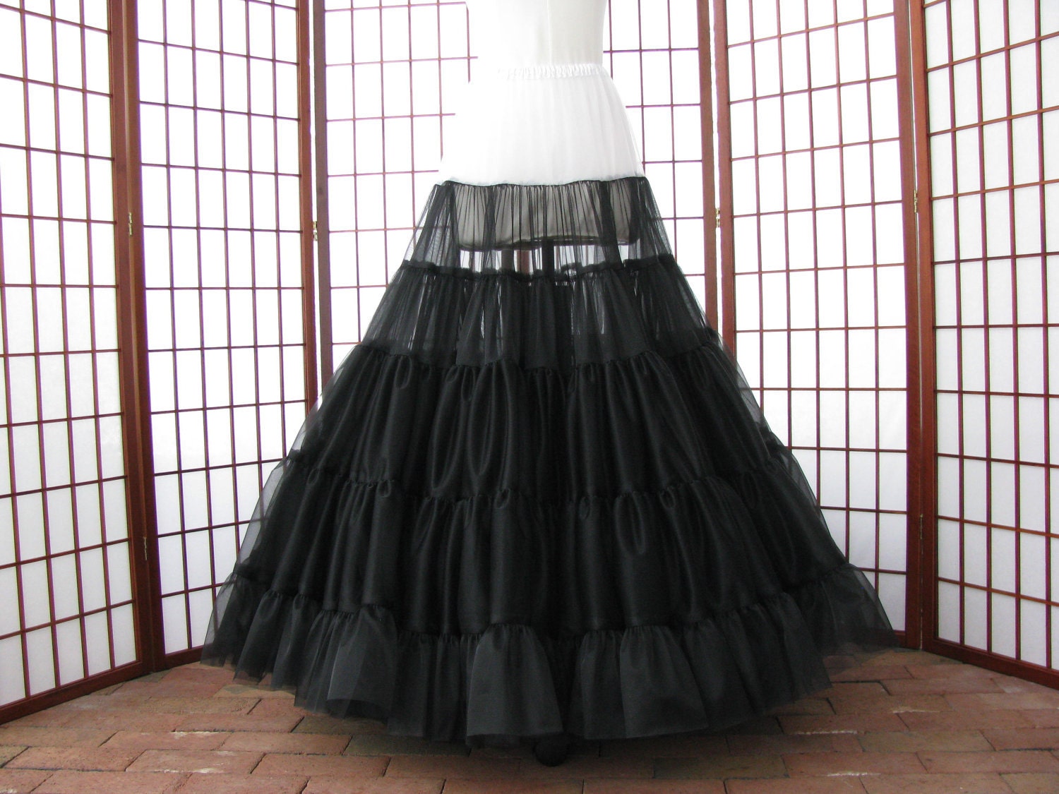 Petticoat Black & White Chiffon Floor Length Single Layer Size X-Small Custom
