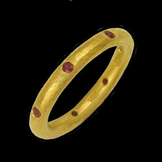 22k 7 Ruby Stackable Ring MADE TO ORDER using 100 percent recycled gold