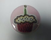Pocket Mirror -Happy Birthday Glitter Cupcake - with Sparkles