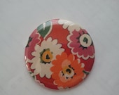 Pocket Mirror - vintage looking flower fabric