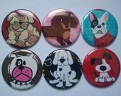 SIX ADORABLE dogs... Handmade Fabric Pocket Mirrors