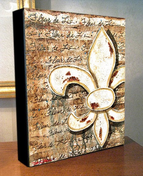 Fleur de Lis Canvas Art Print On Gallery Wrap Canvas 8x10x1.5"
