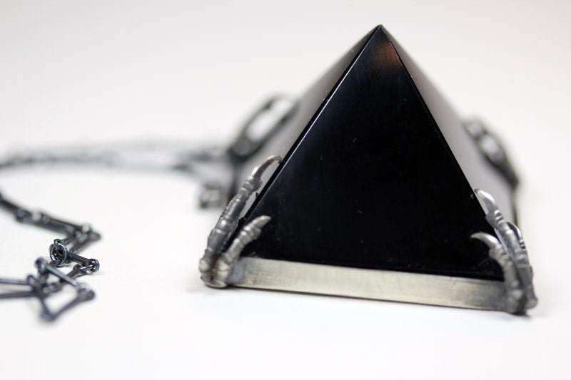 the obsidian tomb necklace. sterling.