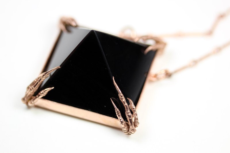 the obsidian tomb necklace. rose gold vermeil.