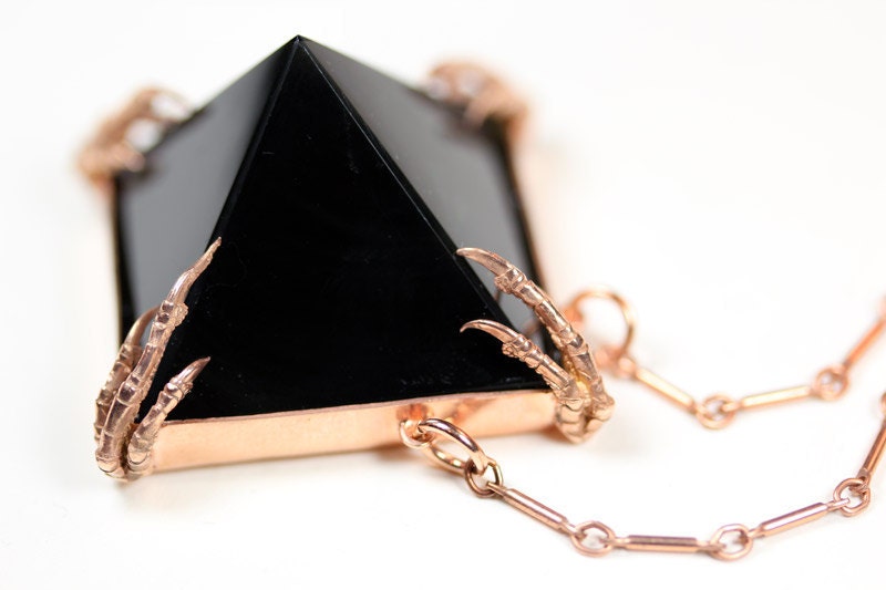 the obsidian tomb necklace. rose gold vermeil.