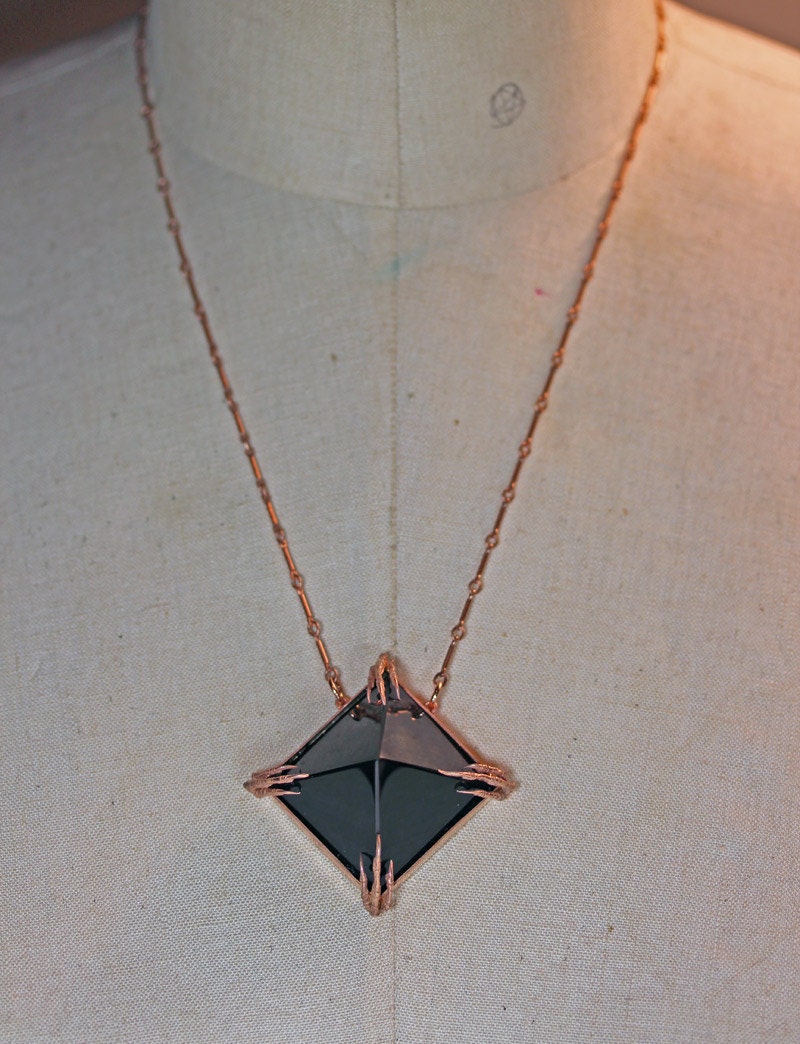 the obsidian tomb necklace. rose gold vermeil.