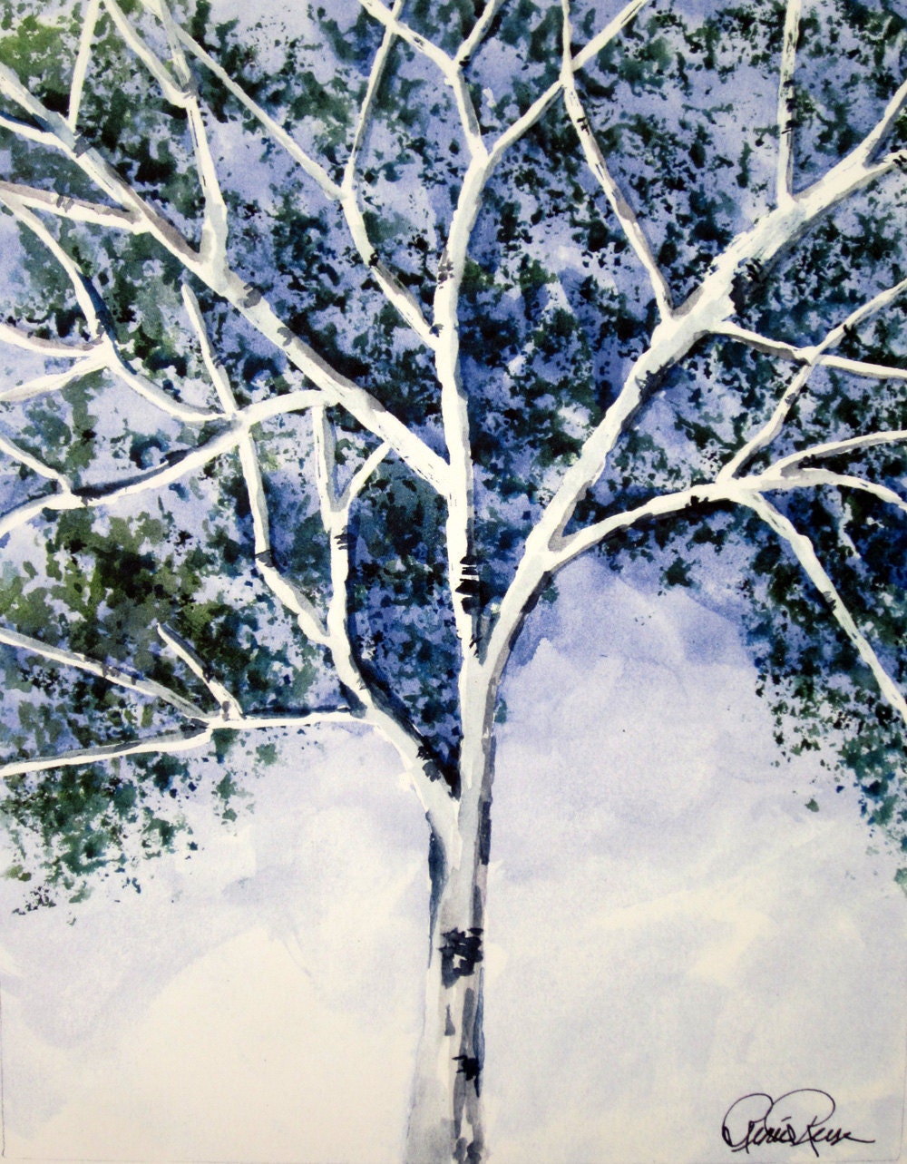 Birch tree watercolor print
