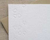 Valentine Card - Letterpress Heart Card - Blind Debossed Letterpress Card