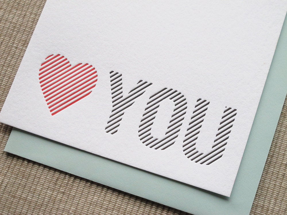Letterpress Valentine Card - Heart You Card - Letterpress Love Note