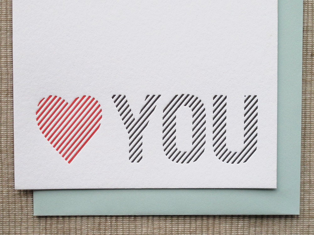 Letterpress Valentine Card - Heart You Card - Letterpress Love Note