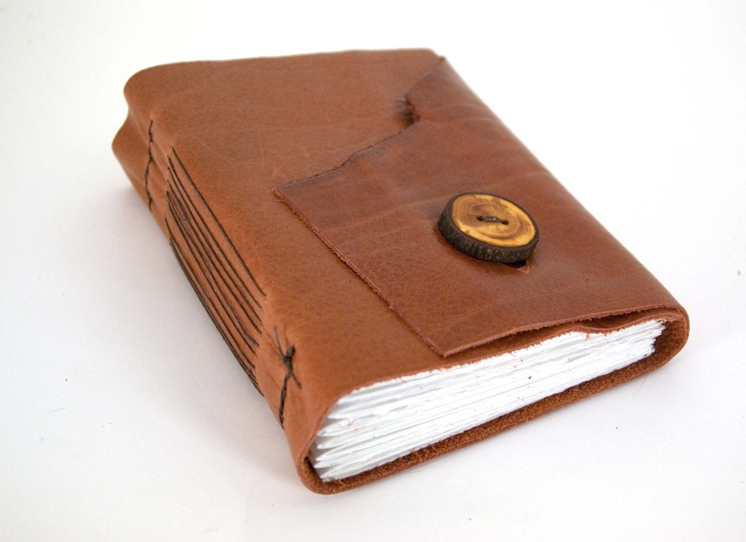 Rustic Orange Wood - Medium Leather Journal or Sketchbook- christmasinjuly CIJ