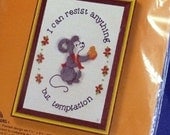 Crewel Embroidery Project Kit - Mouse  5 X 7 Inches  - AND 5 X 7 Wood Jiffy Picture FRAME