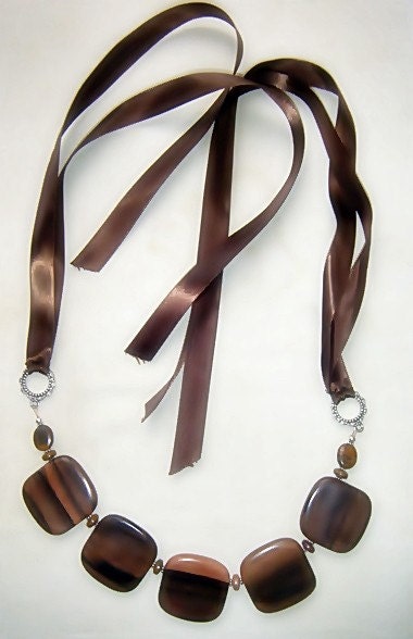 Chocolate satin ribbon necklace