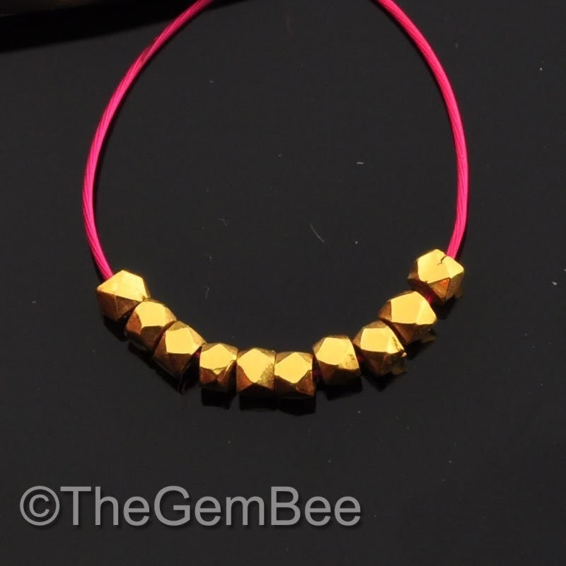 18k Solid Yellow Gold Nuggets Findings Beads (10)