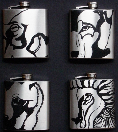 Custom Hand Drawn Flask