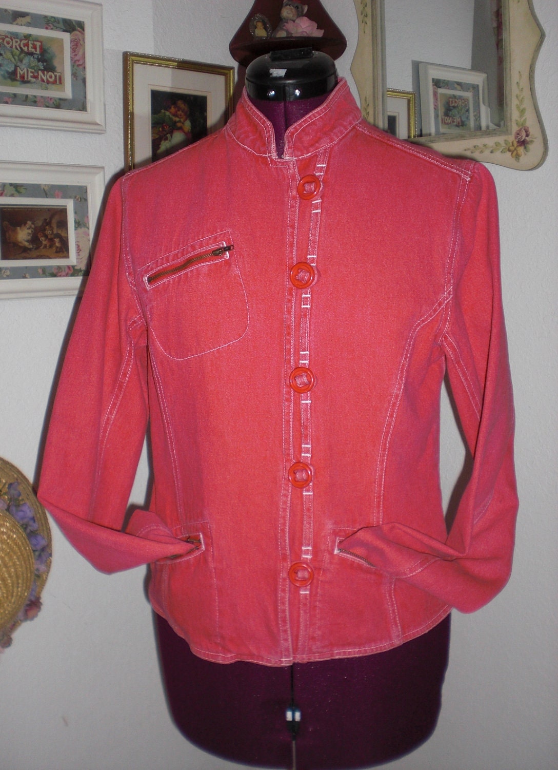SALE Denim Jacket  in Shabby Soft Red