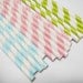 60 Baby Pink, Lime Green & Baby Blue White Pastel Striped Paper Straws - Parties, weddings,   FREE DIY Flags