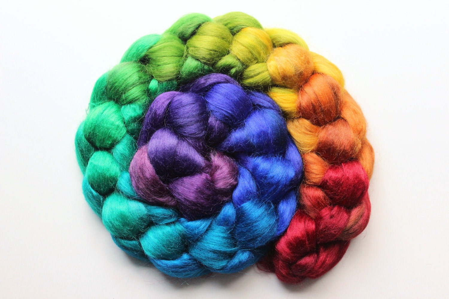 Vegan Spinning Fiber Soy Silk Top Hand Painted 2 oz One Full Rainbow "Daydream"