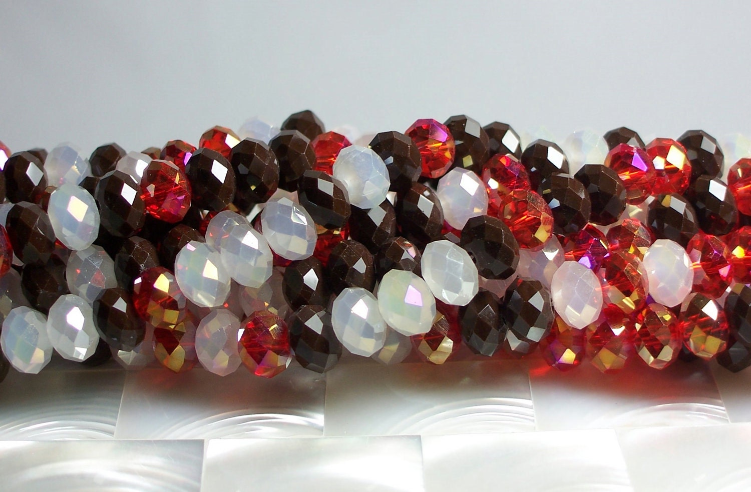Chinese Glass Crystal rondelles 8mm Red Mix strand 36pcs