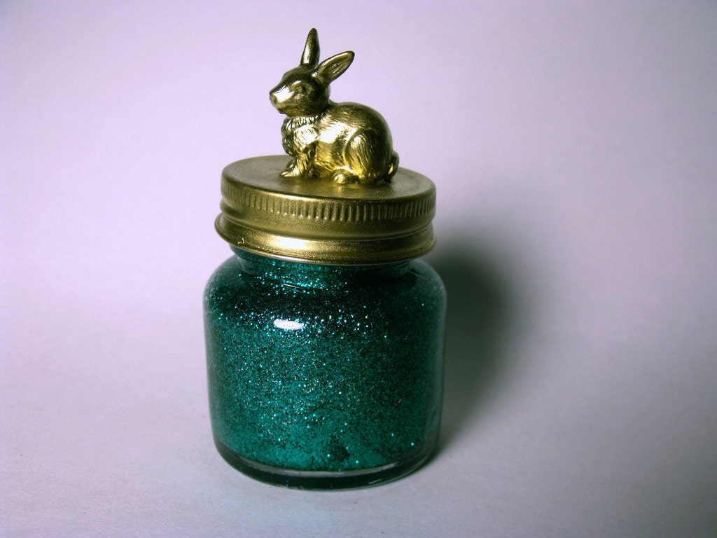 Glitter Green Bunny Jar