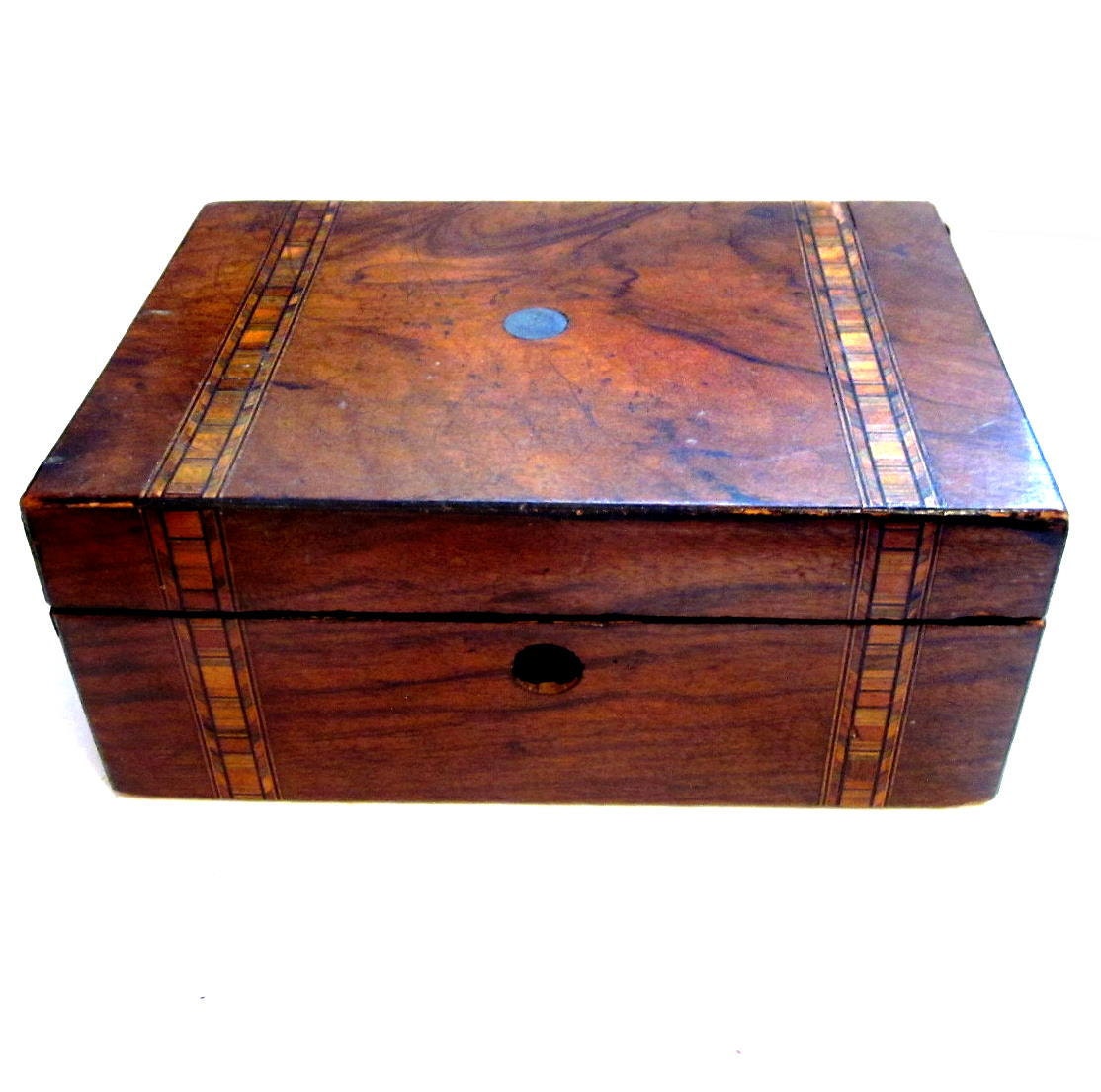 Antique Vintage Wood Inlay Tea Caddy Box by VintagePennyLane