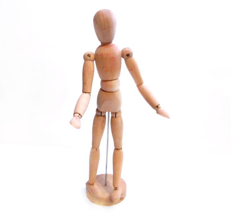 Vintage Wood Mannequin Display Figure Figurine Person