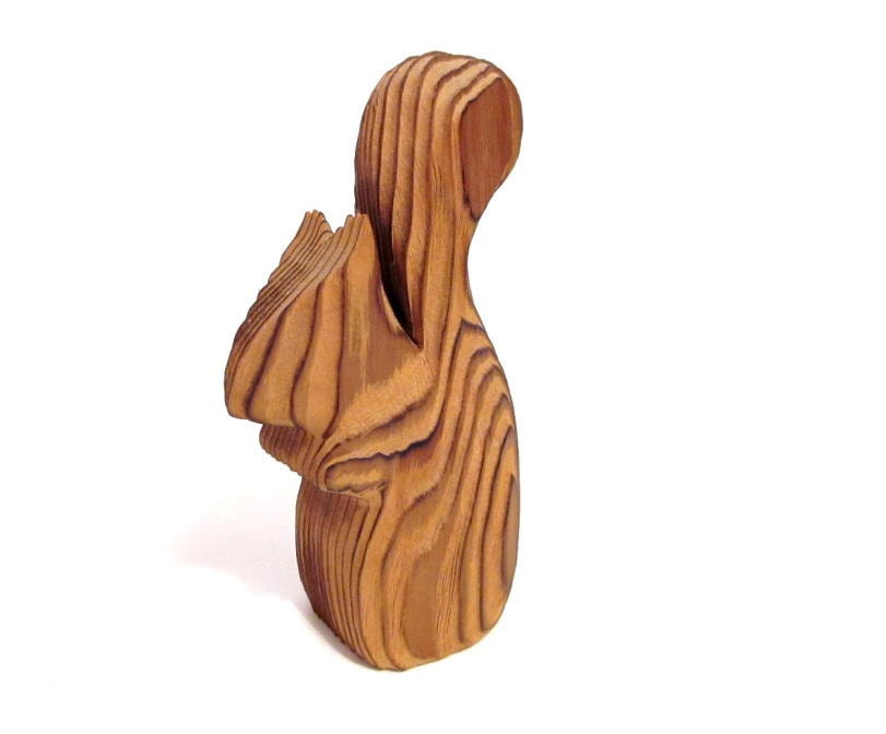 Vintage Wooden Squirrel, Signed Handmade Carved Drift Wood Figurine
