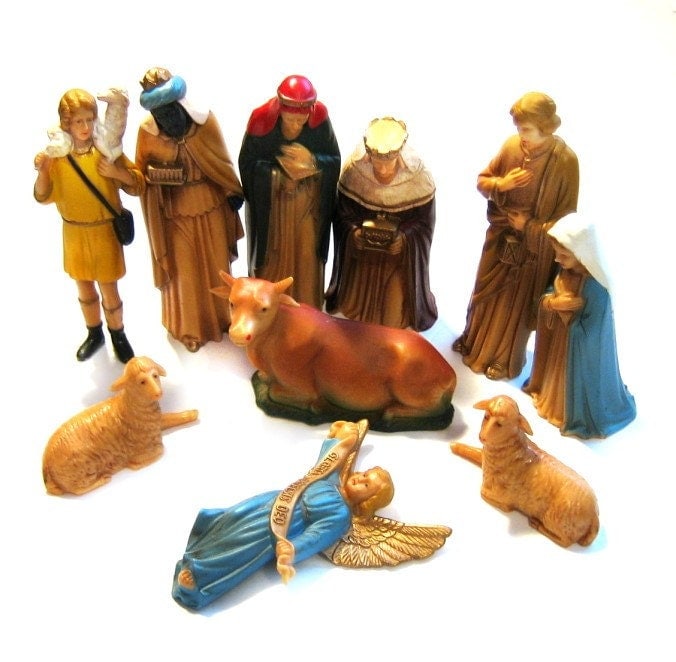 1960's Vintage Christmas Nativity Set Plastic by VintagePennyLane