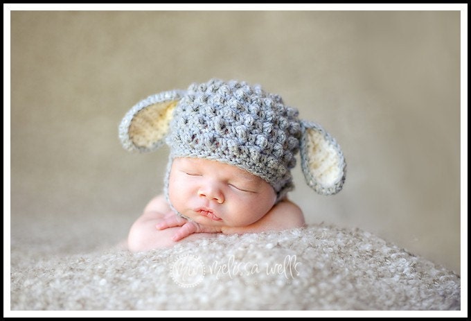 Custom Crochet Baby Lamb Chin Strap Hat