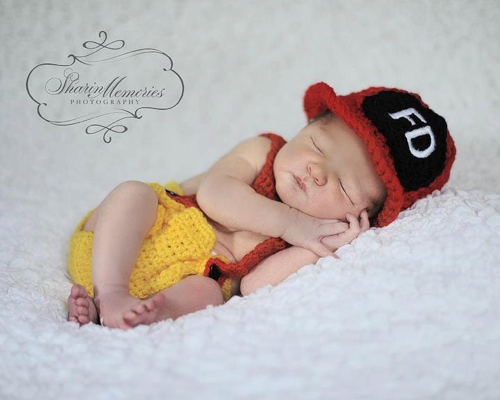 Custom Crochet Little Firefighter Set
