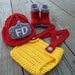 Custom Crochet Little Firefighter Set With Booties