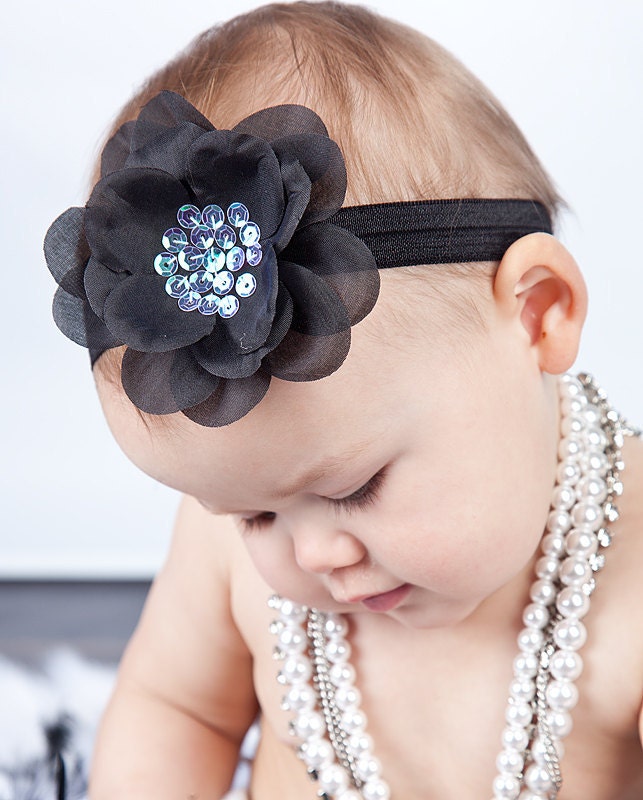 Baby Girls Headbands..Baby Headbands..Newborn Headbands..Black Headbands..Hair Bows..Infant..toddler..Photo Prop