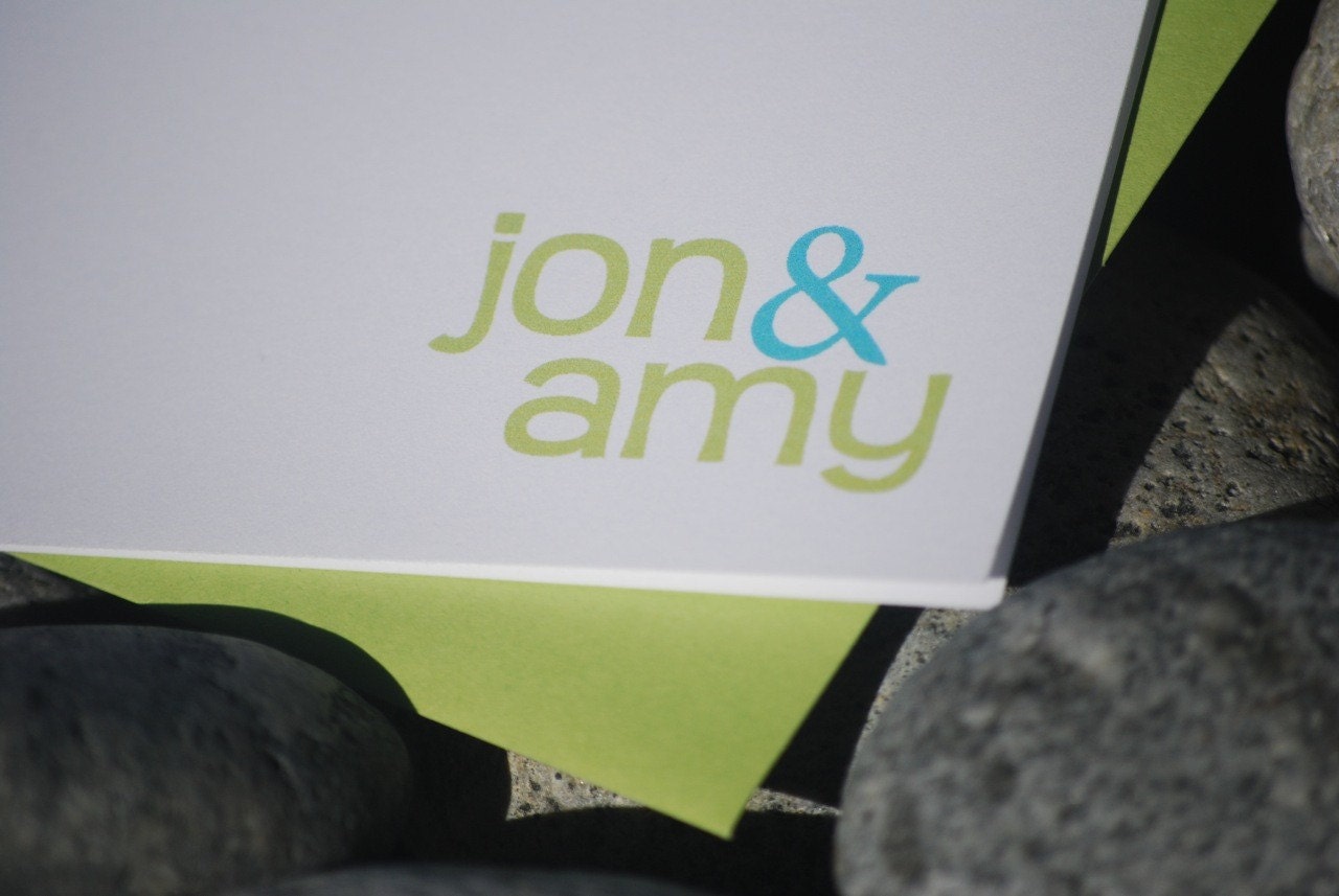 Jon/Amy Blank Notecard set of 12, Wedding Thank You cards
