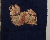 Embroidered Shih Tzu on a blue towel  personalize special