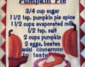 Full Embroidered Recipe apron for Pumpkin pie