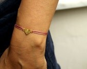 Friendship Bracelet Heart  Wish Love Gold Plated Sterling Pink