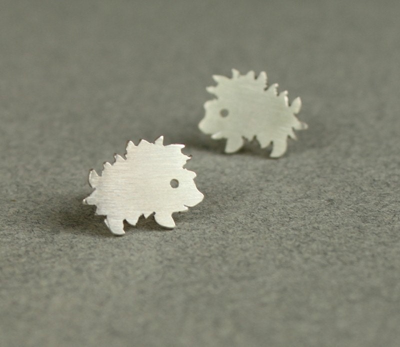 Little Sweet Hedgehog Earrings in Sterling Silver