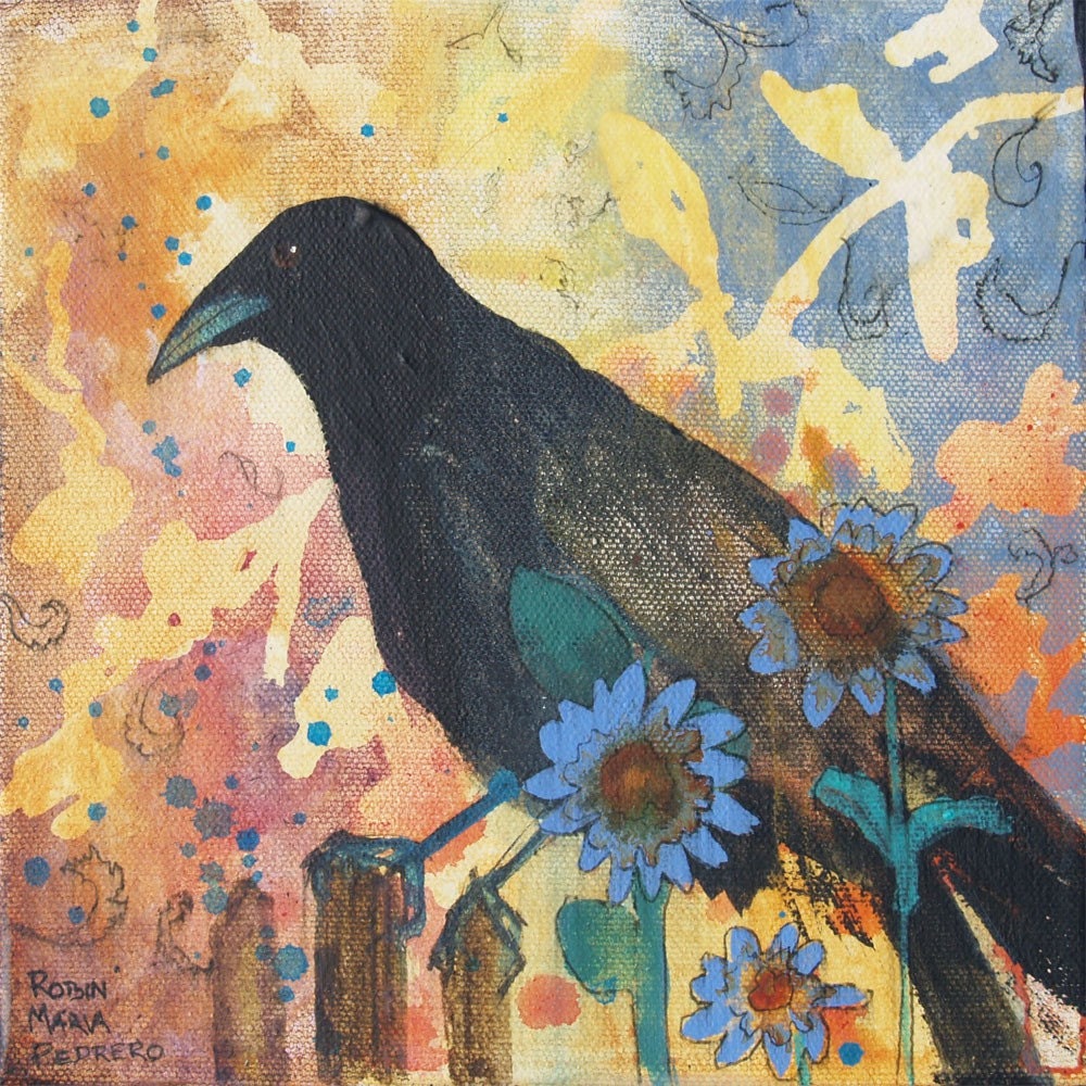 Thoughts On The Fence black bird print