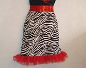 Killer Retro Zebra Stripe & Red Tulle Mini Wiggle Skirt
