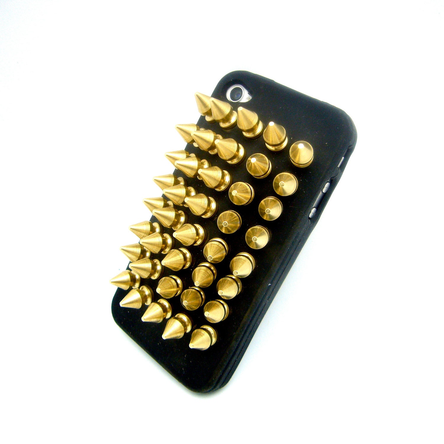 Weapon of Mass Communication: Spiked and studded iPhone 4/4s/5 case in Black/Gold