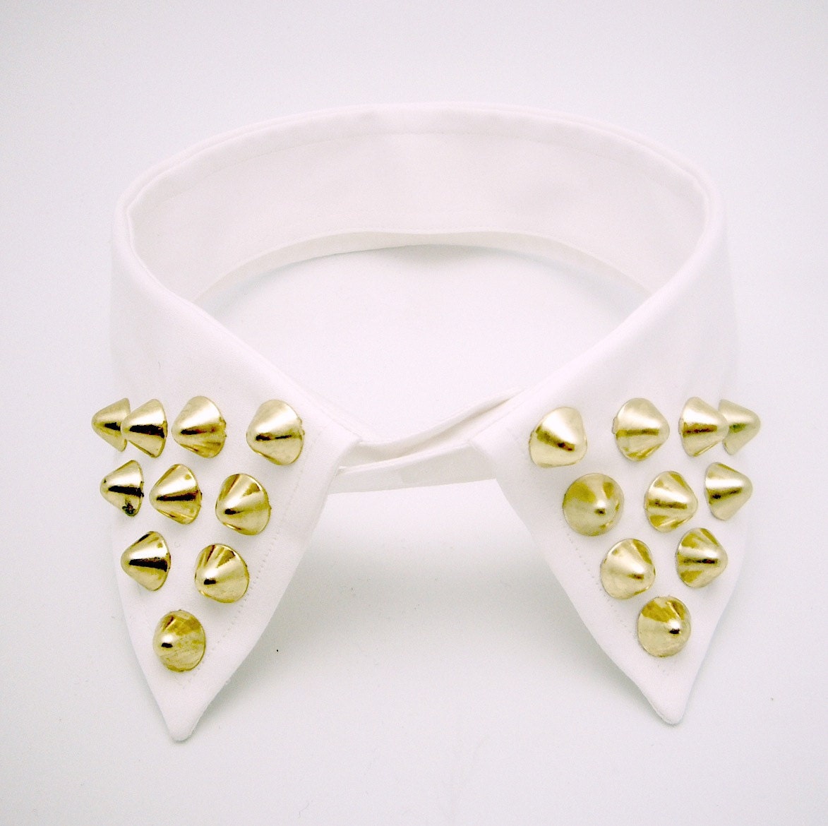 Gold Studded White Detachable Collar