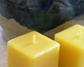 BEESWAX CANDLES - Pair of Beeswax Votives - Square Octagon Round or Cone - Raw Naturally Unscented
