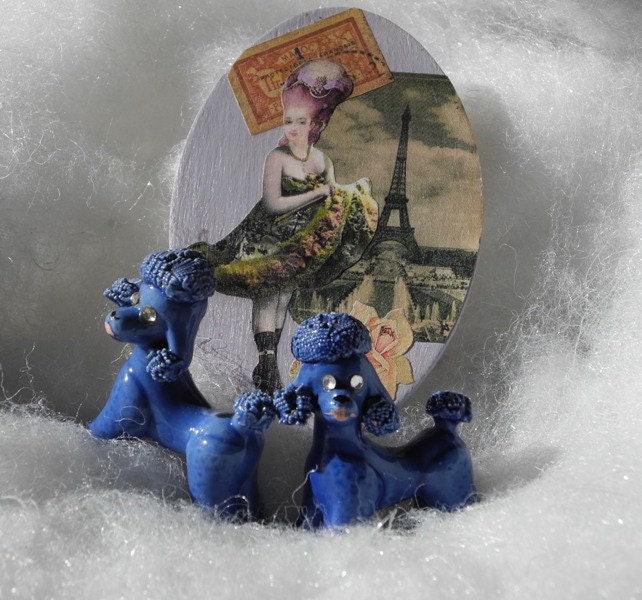 Vintage French Blue Poodle Pups