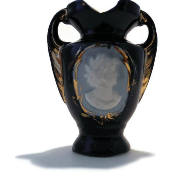 Vintage Vase Blue With Cameo