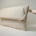 Wristlet, Linen Clutch Purse - Natural Linen, Leather Wrist Strap (Brass Zipper)
