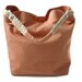 Beach Bag - Linen and Jute Tote Bag - Sun-washed Apricot and Natural Braided Jute