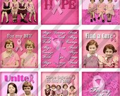 Digital Collage Sheet Scrabble Size 0.85 X 0.85  Breast Cancer Awareness  (Sheet no.FS137) Instant Download