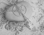 Divinity . Swarovski Crystal Magickal Prism Divination Pendulum Necklace . Silver Filigree Pendant . 30 inch Pagan Wiccan