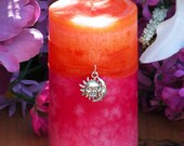 Summer Sunset Pillar 2x3 . Summer Solstice, Evening Illumination, Love . Grapefruit, Lemon Verbena, Lime, Lily, Creamy Vanilla Sugar