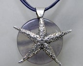 Sterling Silver Starfish And Amethyst Necklace - Solid Silver Cast - One A Kind - Anniversary - Birthstone